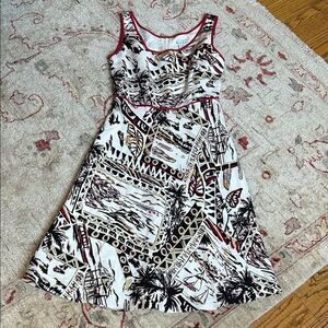 Alexandra Bartlett Black and White Abstract Midi Dress